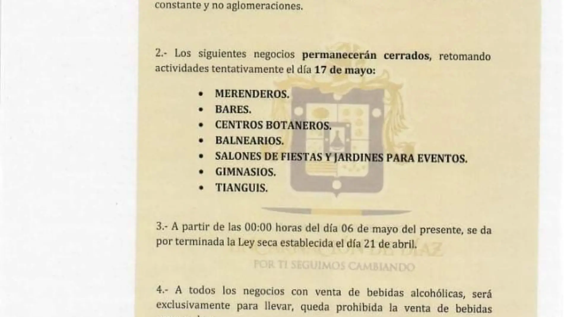 Documento reactivación actividades comerciales Encarnación de Díaz